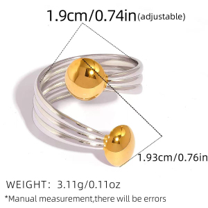 Bague Simple Series Daily De Forme Irrégulière En Acier Inoxydable Étanche Couleur Or h5