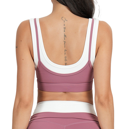 Soutien-gorge de sport haut de gamme, confortable et effet nude, à blocs de couleur. 2