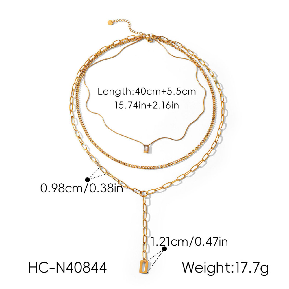 Colliers Superposés Pour Femmes, En Acier Inoxydable, Couleur Or, Étanches, De La Collection Simple Series Daily Chain h5Image2