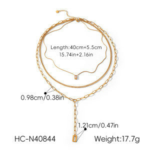Colliers Superposés Pour Femmes, En Acier Inoxydable, Couleur Or, Étanches, De La Collection Simple Series Daily Chain h5 Image2