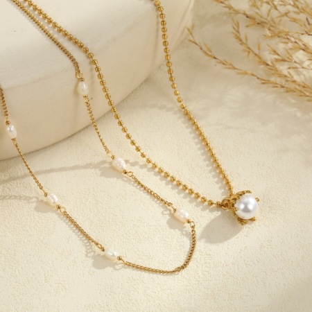 Colliers à maillons pour femmes, collection Simple Series Daily Chain, en acier inoxydable étanche, couleur or 2
