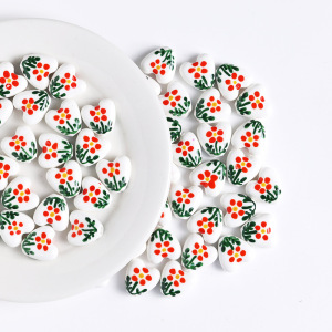 1 Perle En Céramique En Forme De Cœur Et De Fleur Douce h5