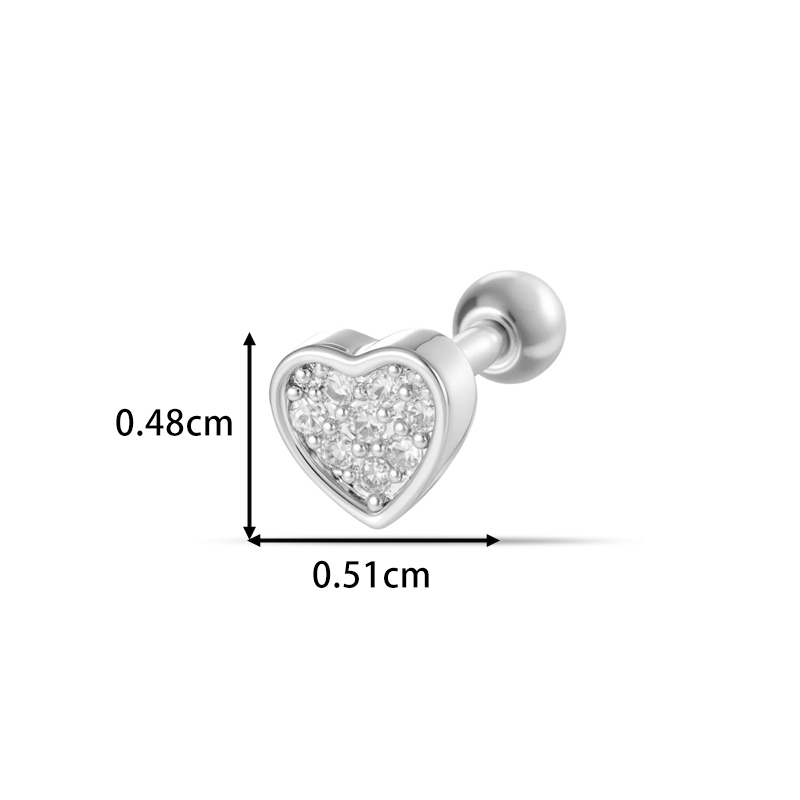 Boucles D'Oreilles Piercing Pour Femme, Collection Simple, Motif Fleur, Cœur, Étoile Et Papillon, En Cuivre Et Zircon. Image2