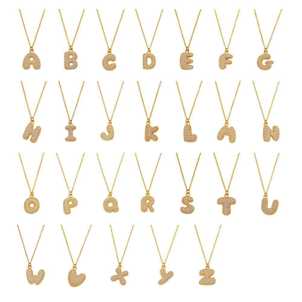 Colliers Pendentifs Femme Décontractés En Acier Inoxydable, Étanches, Couleur Or, Avec Zircon Et Lettre. Image3