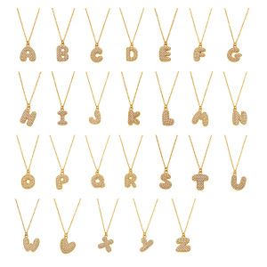 Colliers Pendentifs Femme Décontractés En Acier Inoxydable, Étanches, Couleur Or, Avec Zircon Et Lettre. h5 Image3