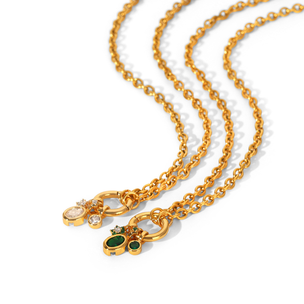 Colliers Pendentifs Pour Femmes En Acier Inoxydable, Étanches, Couleur Or, Avec Zircon Et Étoile Simple En Forme De Cercle Image6