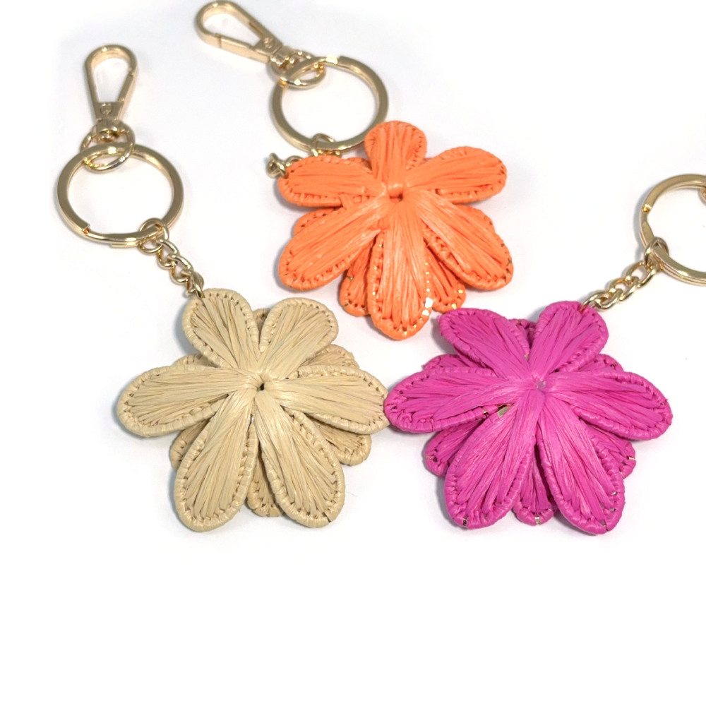 Porte-Clés/Breloques De Sac Pour Femme En Raphia Tissé Uni, Motif Floral Quotidien, De La Série Simple. Image2