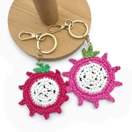 Porte-clés en raphia à motifs de fruits, collection Simple et décontractée