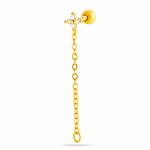Boucles D'Oreilles Piercing Pour Femme, Motif Floral Simple, Couleur Cuivre Doré Et Zircon. h5 Image7