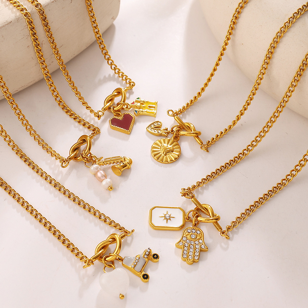 Ensembles De Bijoux Pour Femmes En Acier Inoxydable Imperméable, Couleur Or, Ornés De Strass Et De Zircon, Au Style Rétro En Forme De Cœur Et D'Animal. h5Image4