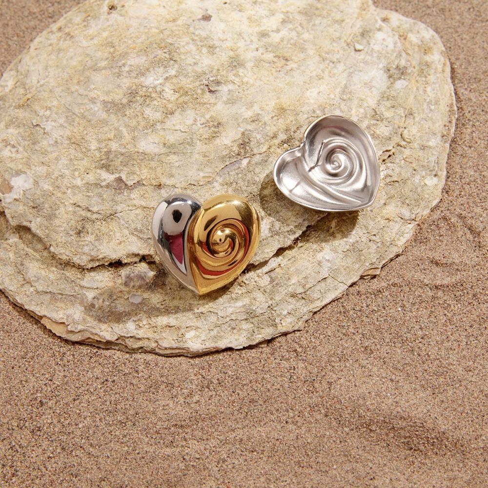 Ensembles De Colliers Pour Femmes En Acier Inoxydable Imperméable, Couleur Or Et Argent, Avec Motif Cœur Simple Image4