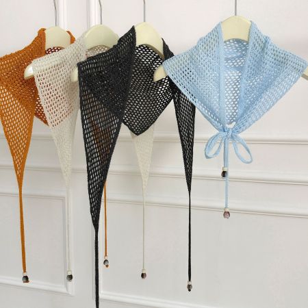 Écharpes d'été pour femmes en polyester ajouré, couleur unie décontractée, de la collection Simple Series