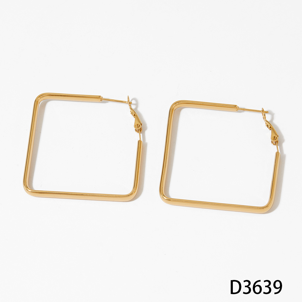 Boucles D'Oreilles Créoles Classiques Pour Femmes, En Acier Inoxydable Uni, Étanches, Couleur Or