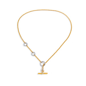 Colliers Pendentifs Pour Femmes, En Acier Inoxydable Étanche, Forme Géométrique, Couleurs Or Et Argent Mélangées. h5 Image5