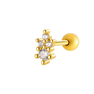 Boucles D'Oreilles Piercing Femme En Forme De Cœur, Couleur Cuivre Doré, Avec Zircon. h5 