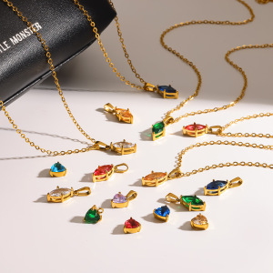 Pendentif Femme Luxueux Et Élégant En Forme De Cœur Géométrique, En Acier Inoxydable Étanche, Couleur Or, Orné De Zircon. h5 Image3