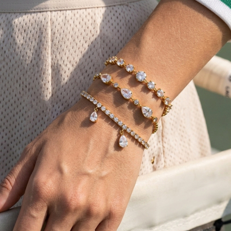 Bracelets à breloques pour femmes, luxueux, en acier inoxydable étanche, couleur or, ornés de zircon. 2