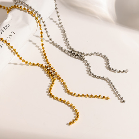 Colliers pendentifs pour femmes en acier inoxydable imperméable, forme géométrique patchwork simple, couleur or, zircon