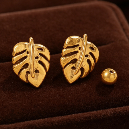 Boucles d'oreilles puces pour femmes en acier inoxydable doré, imperméables, ornées de strass et représentant des fleurs 2