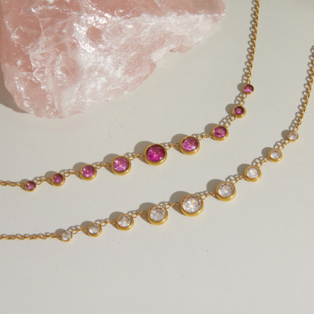 Colliers de perles simples en acier inoxydable et zircon étanches pour femmes