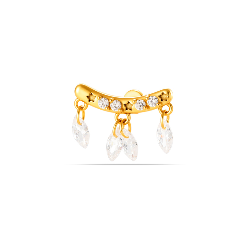 Boucles D'Oreilles Piercing Femme En Acier Inoxydable Étanche, Couleur Or, Motif Cœur, Nœud Papillon Et Étoile 