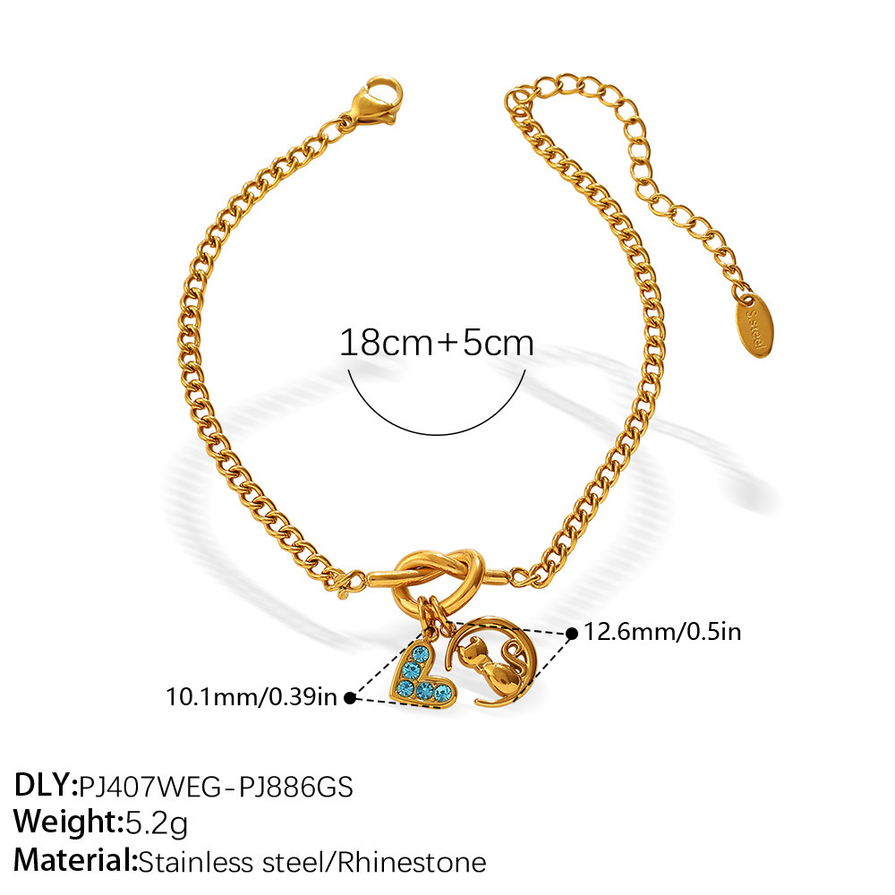 Ensembles De Bijoux Pour Femmes En Acier Inoxydable Imperméable, Couleur Or, Ornés De Strass Et De Zircon, Au Style Rétro En Forme De Cœur Et D'Animal.