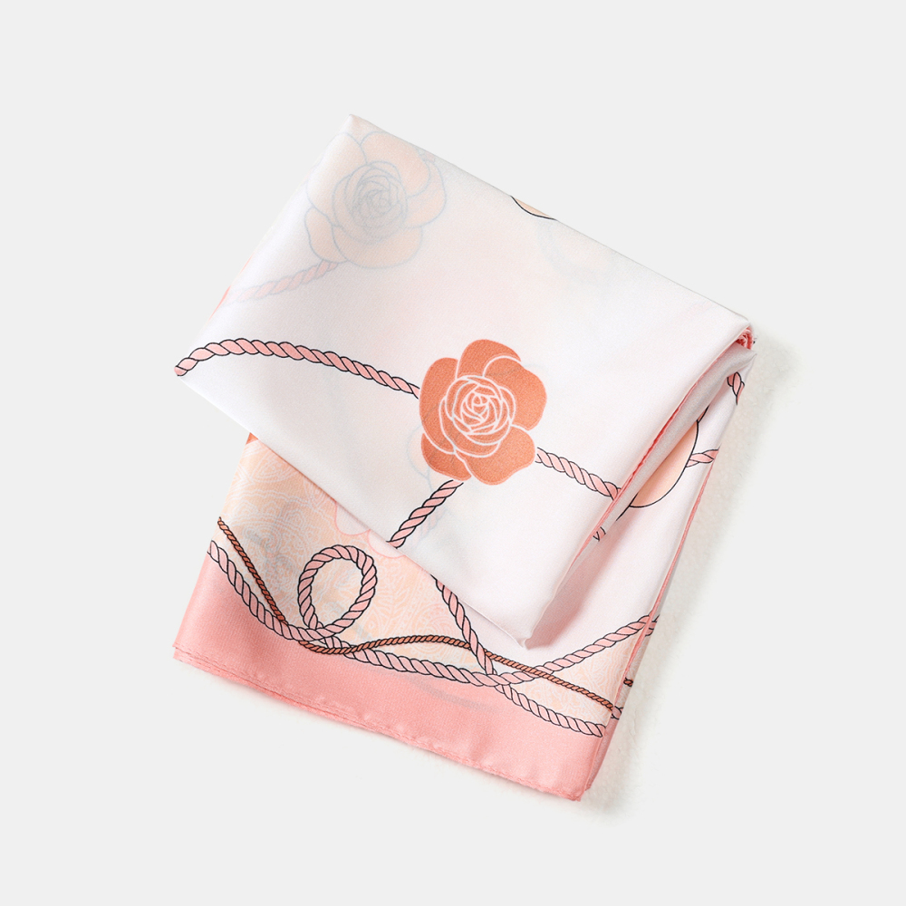 Écharpes D'Été Pour Femmes, En Polyester, À Motif Floral Décontracté, Forme Irrégulière Et Torsadée, De Couleur Assortie, Collection Simple Series Image4