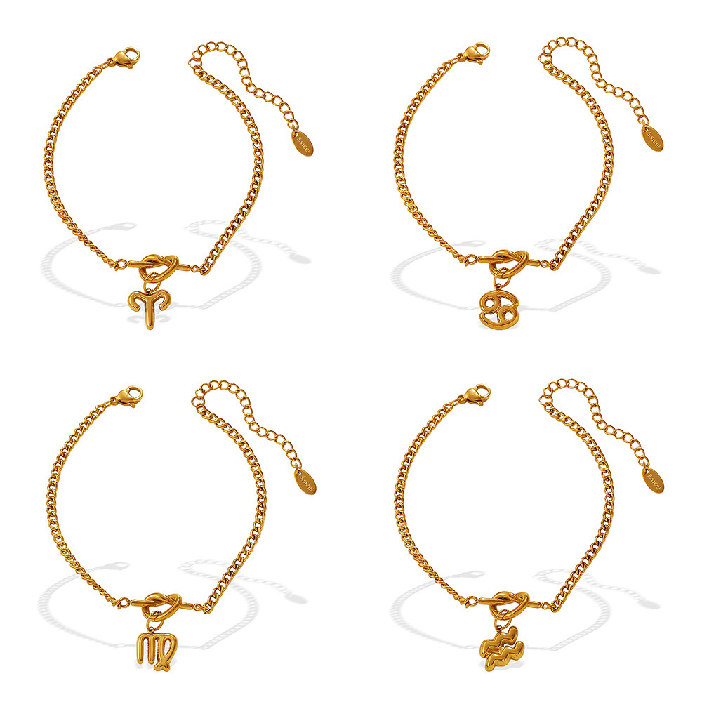 Bracelets À Breloques Simples À Faire Soi-Même Pour Femmes, En Acier Inoxydable, Étanches, Couleur Or, Avec Constellation Quotidienne. Image5