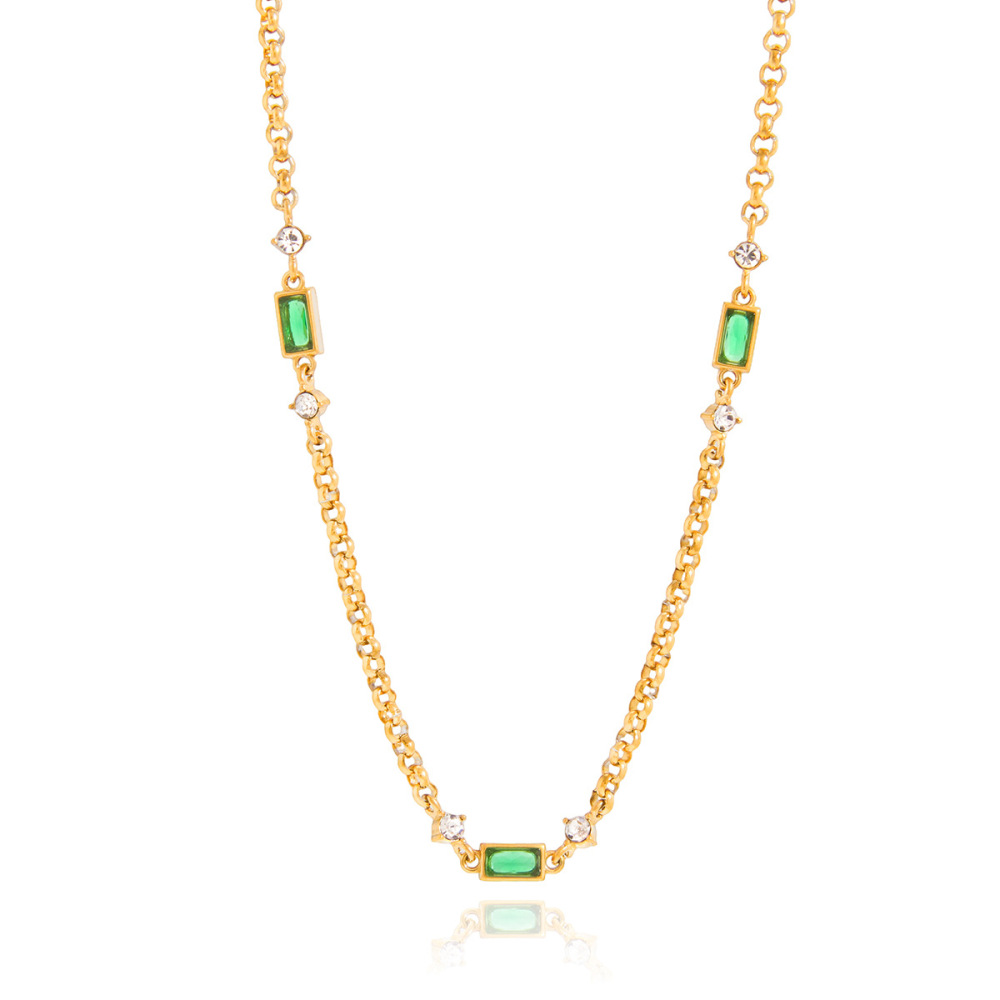Collier Pendentif Femme En Acier Inoxydable, Couleur Or, Avec Zircon Et Chaîne Goutte Simple h5Image6