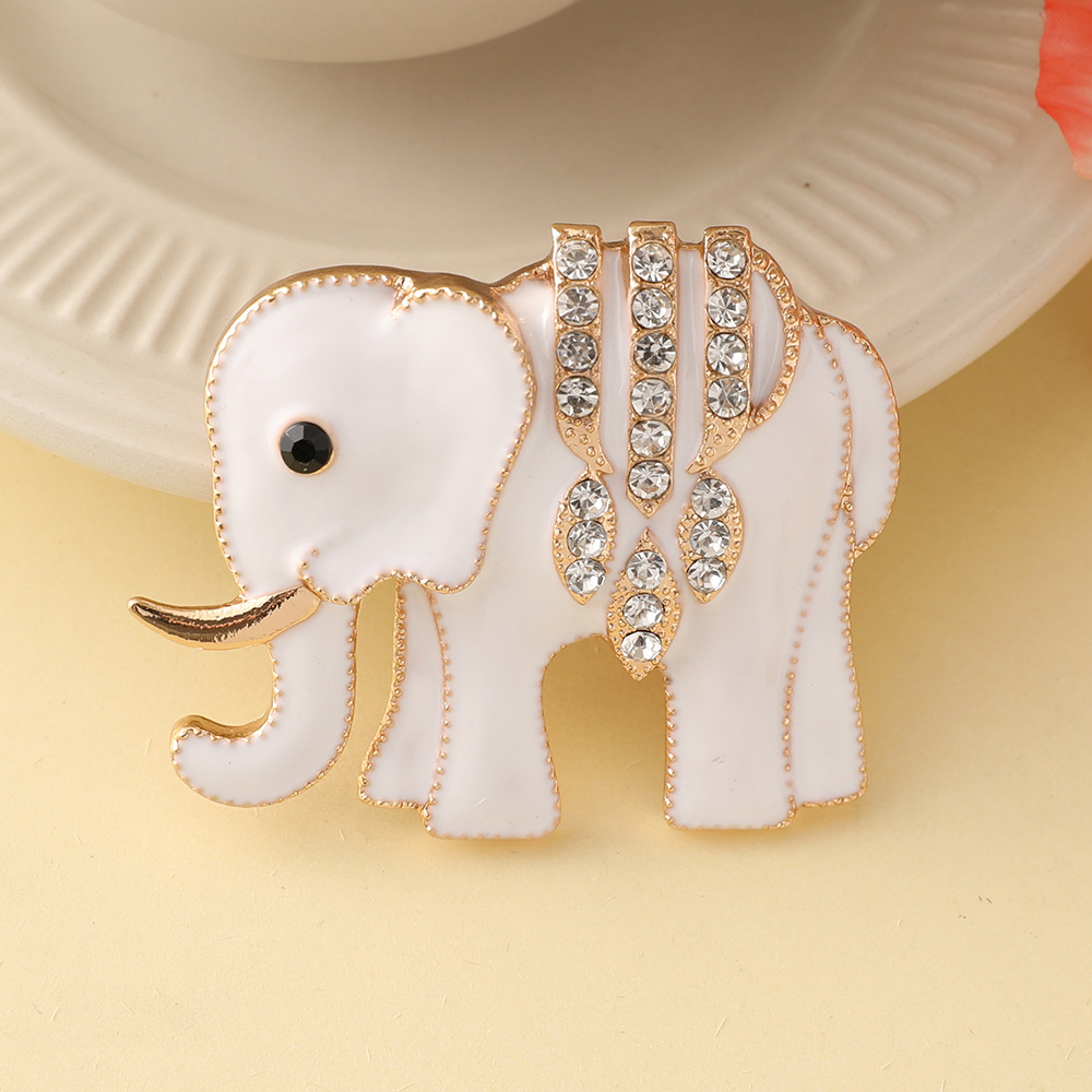 Broches De Luxe Rétro En Alliage Et Strass, Motif Éléphant 