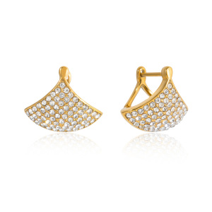 Boucles D'Oreilles Créoles Simples En Acier Inoxydable, Étanches, Couleur Or, Avec Strass, Pour Femmes h5 Image4