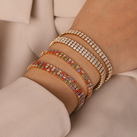 Bracelet chaîne pour femme Simple Series Daily Chain en acier inoxydable étanche couleur or avec zircon