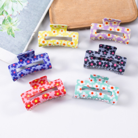 Pinces à cheveux en PVC de couleur mélangée, motif fleurs naturelles, série Simple 2
