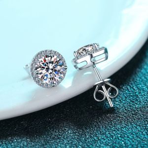 Boucles D'Oreilles Pour Femmes En Moissanite Argentée S925, Collection Classique Cercle Luxueux h5 Image3