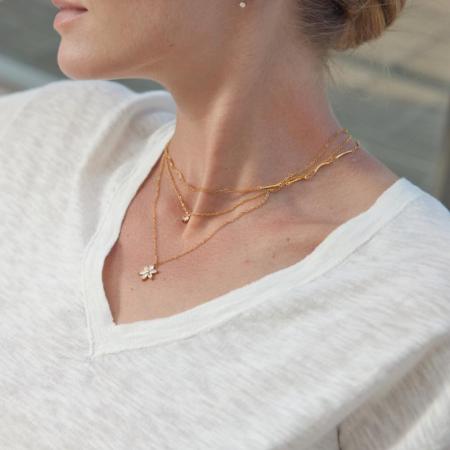Colliers pendentifs pour femmes, simples et élégants, en acier inoxydable, étanches, couleur or, avec zircon. 2