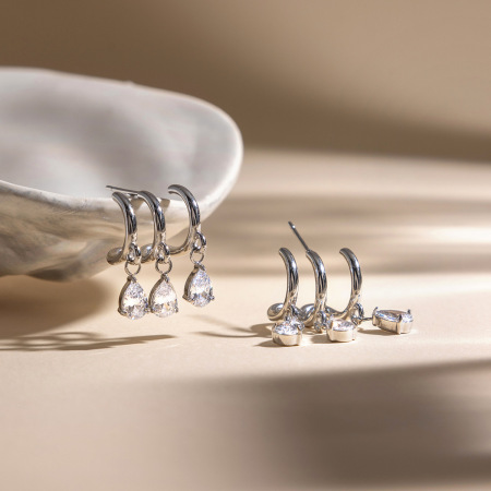 Boucles d'oreilles pendantes pour femme, luxueuses et élégantes, en acier inoxydable étanche couleur or, ornées de zircon. 2