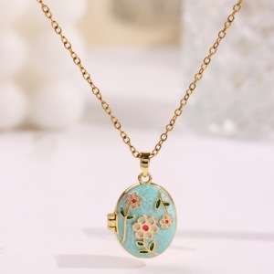 Colliers Pendentifs Pour Femmes En Alliage Et Émail, Style Rétro, Avec Fleur h5 