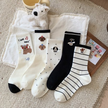 Chaussettes mi-mollet High Bounce à motif chiot mignon de dessin animé 2