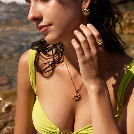 Ensembles de colliers pour femmes en acier inoxydable doré, style coquillage, motif vacances sur le thème de l'océan 2