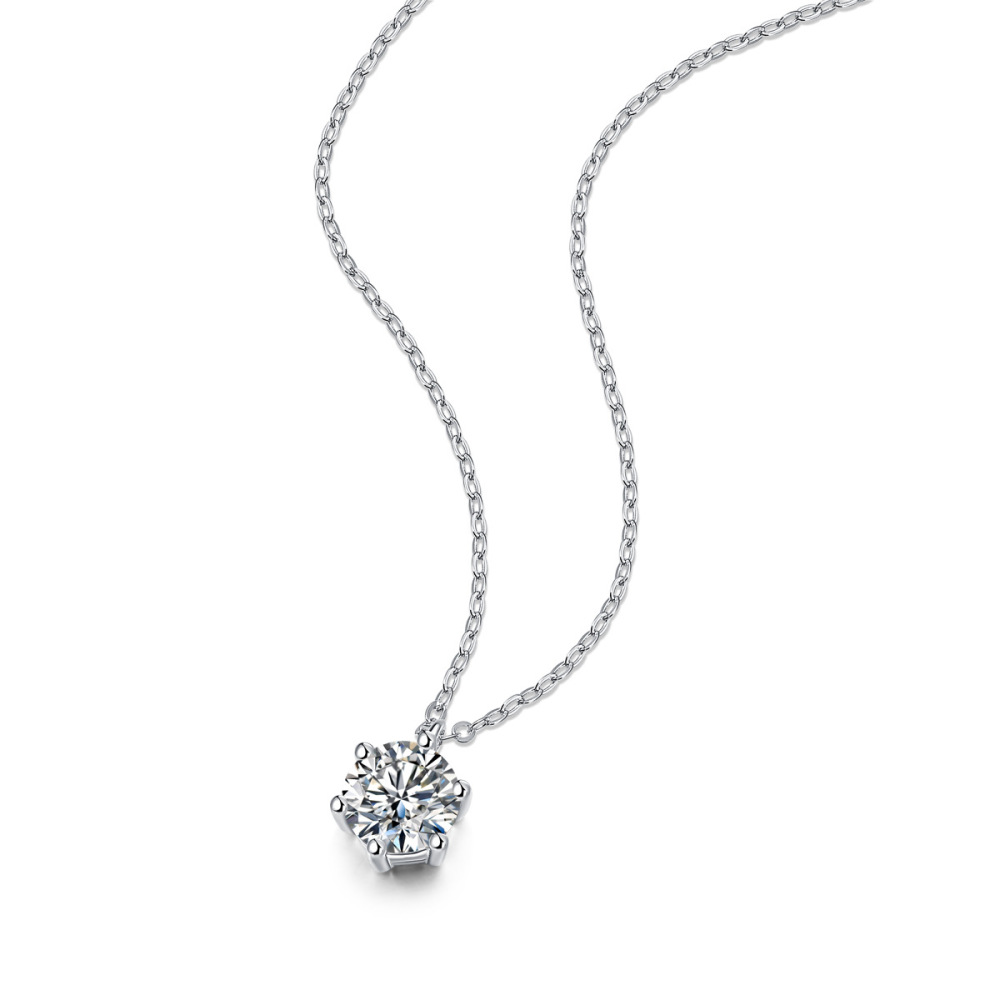 Colliers Pour Femmes En Moissanite Avec Pendentif Six Griffes En Argent Sterling 925, Luxueux Et Élégant h5Image3