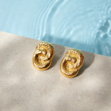 Boucles d'oreilles puces pour femmes en acier inoxydable torsadé, étanches, couleur or 2