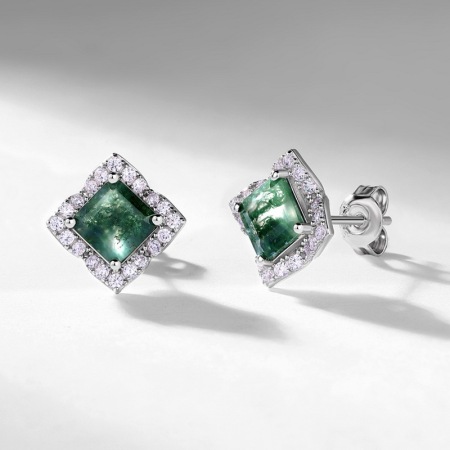 Boucles d'oreilles carrées élégantes et luxueuses en forme d'étoiles, serties de pierres naturelles S925 et montées sur argent sterling 925 coloré. 2