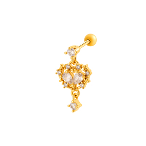 Boucles D'Oreilles Piercing Pour Femme, Style Simple, En Forme De Cœur Et De Papillon, Couleur Cuivre Doré Et Zircon. h5 Image6