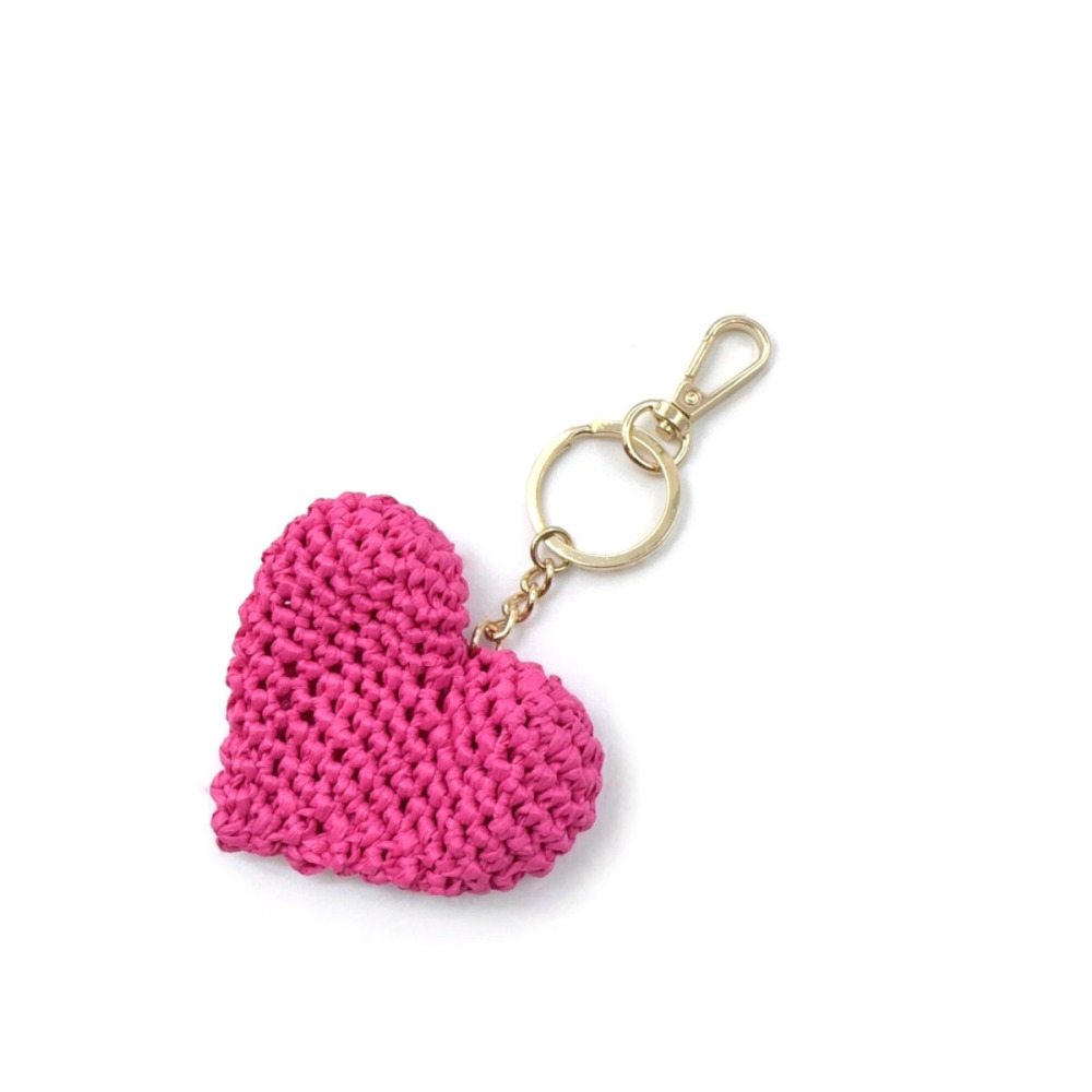 Porte-Clés En Raphia Tressé En Forme De Cœur, Collection Romantique Image2