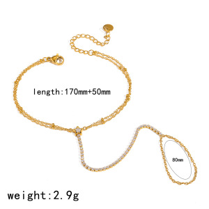 Chaîne De Main Pour Femme En Acier Inoxydable Imperméable, Forme Étoile Simple, Couleur Or, Strass h5