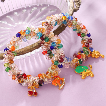 Chouchous pour femmes Simple Series Sweet Animal Fruit en cristaux synthétiques couleur or