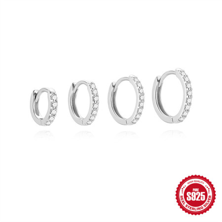 Boucles D'Oreilles En Moissanite Pour Femme, Série Simple Classic Circle, Plaquées Platine S925.