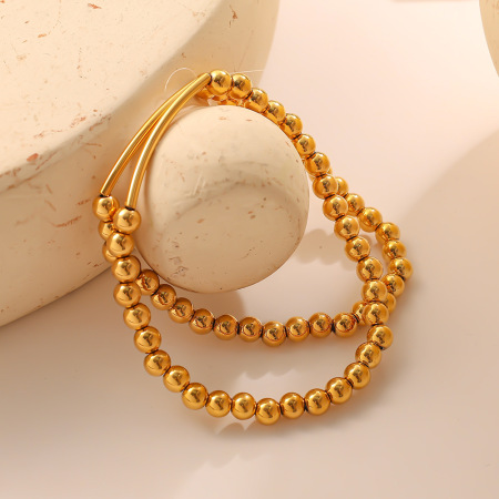 Bracelets perlés Simple Series Daily en acier inoxydable étanche couleur or pour femmes