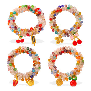 Chouchous Élastiques Pour Femmes, Ornés D'Un Pendentif En Cristal Couleur Dopamine, Fleur De Cerisier, À Faire Soi-Même h5 Image5
