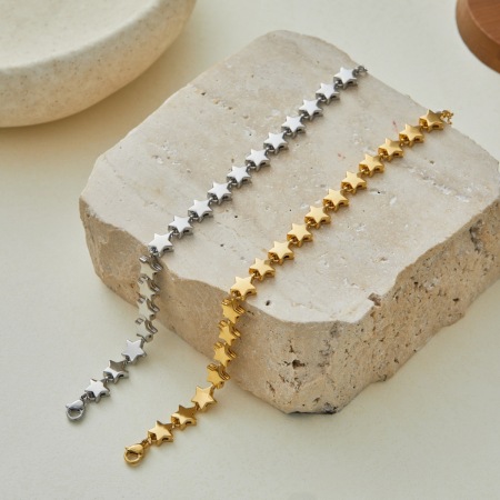 Bracelet chaîne pour femme Simple Series Daily Star en acier inoxydable, étanche, couleur or 2